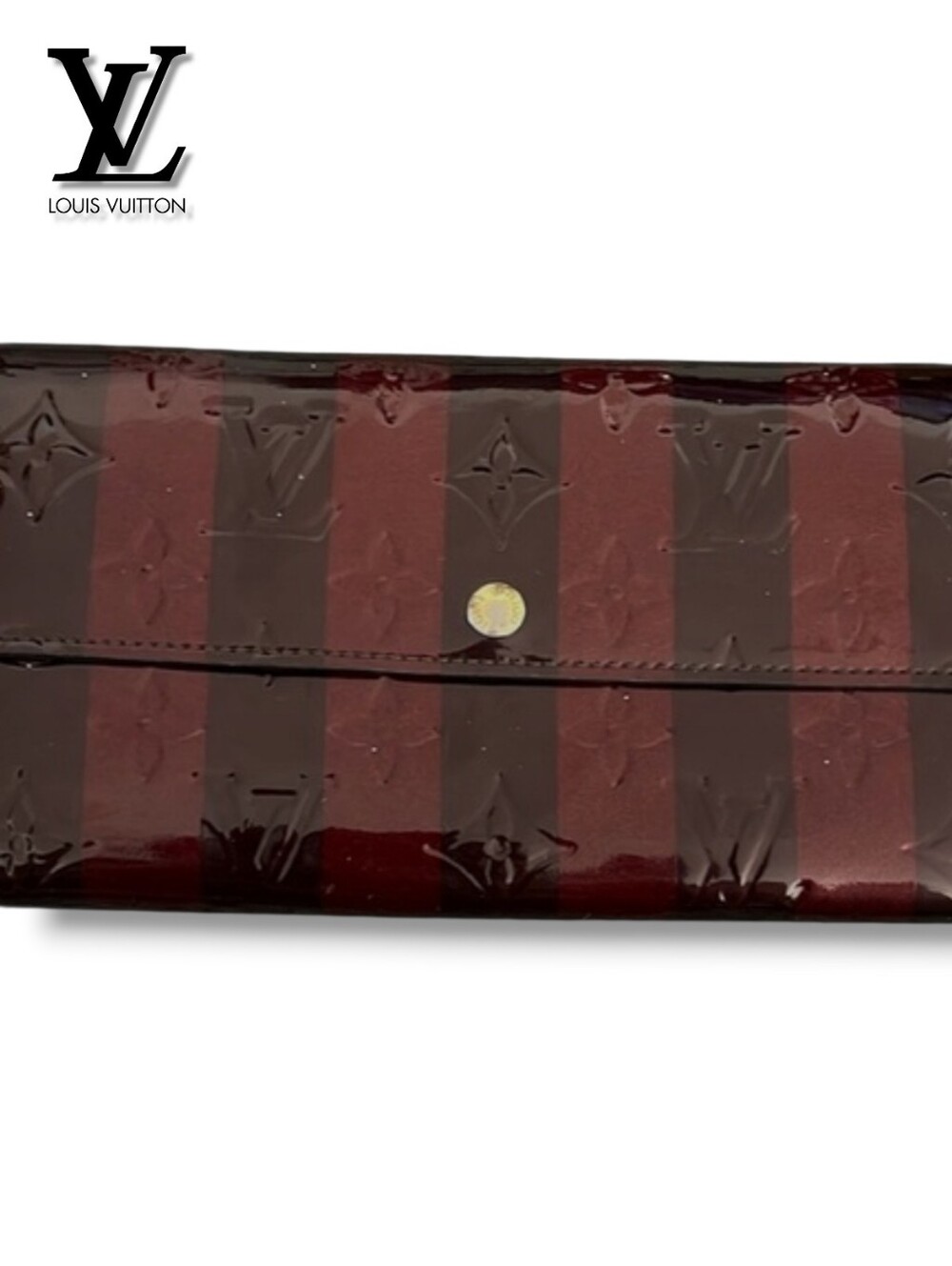 Louis Vuitton Limited Edition Vernis Rayures Amarante Striped LV Sarah Wallet